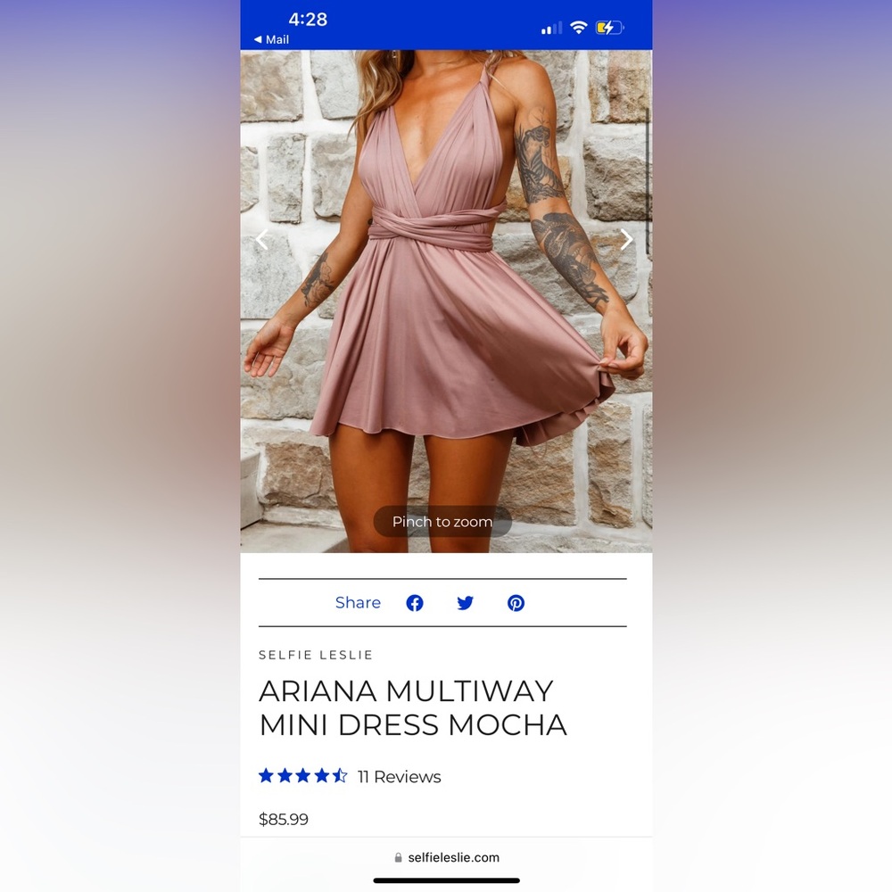 Hello Molly Ariana Multiway Mini Dress Mocha XS NWT